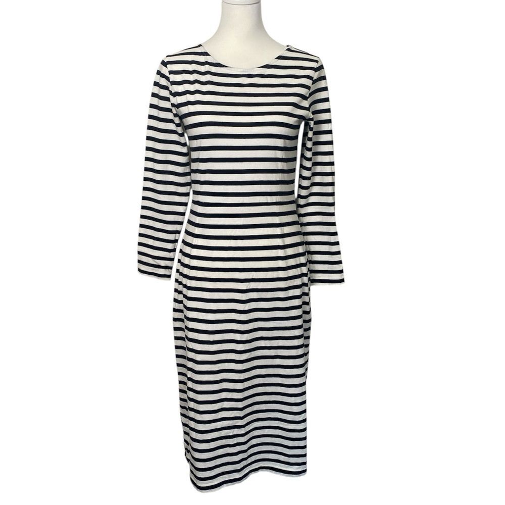 J.Crew Striped Long Sleeve Dress Navy White Breton Stripe Casual Classic Size 6
